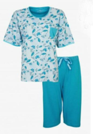 Medaillon Pyjama drie kwart broek aqua