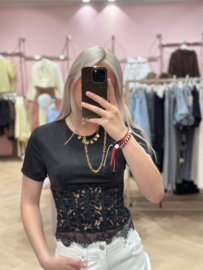 LACE CORSET SHIRT | BLACK