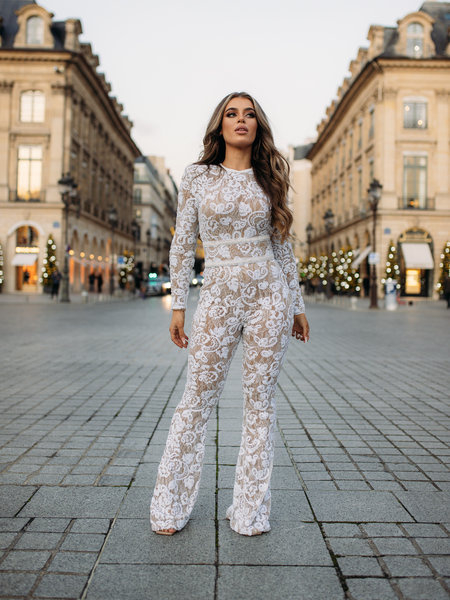 AVERY LACE JUMPSUIT WHITE