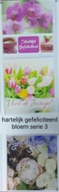 3 stuks wenskaart vierkant hartelijk gefeliciteerd bloem met envelop keuze uit 10 series klik hier voor de andere series