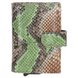 Charm pasjeshouder  17999 cognac green slangenprint