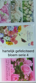 3 stuks  wenskaart hartelijk gefeliciteerd bloem met envelop keuze uit 10 series klik hier voor de andere series