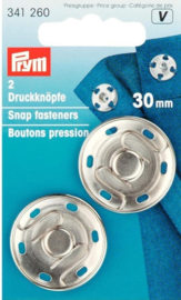 Prym 341260 Drukkers zilver 30 mm. (krt)