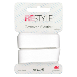 Restyle geweven elastiek wit 1m/20mm