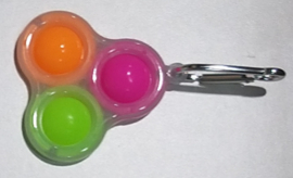 Pop the bubble sleutelhanger  glow in the dark oranje/groen/rose.