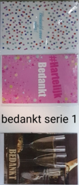 3 wenskaarten met envelop nieuwe bedankt keuze uit 10 series. Klik hier voor de andere series