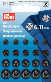 Prym 341271 Drukkers zwart 6-11 mm. (krt)