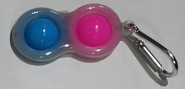 Pop the bubble sleutelhanger glow in the dark  blauw/rose.