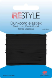 Restyle Dunkoord elastiek zwart 4m/1,4mm