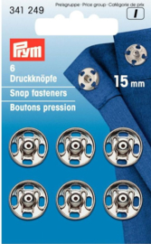 Prym 341249 Drukkers zilver 15 mm. (krt)