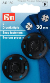 Prym 341180 Drukkers zwart 30 mm. (krt)