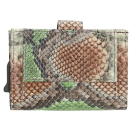 Charm pasjeshouder  17999 cognac green slangenprint