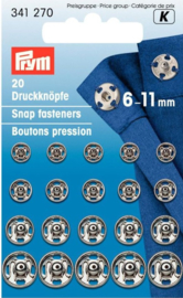 Prym 341270 Drukkers zilver 6-11 mm. (krt)