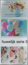 3 wenskaarten met envelop huwelijk/huwelijks jubileum keuze uit 10 series (b) klik hier voor de andere series