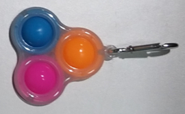 Pop the bubble sleutelhanger  glow in the dark blauw/rose/oranje.