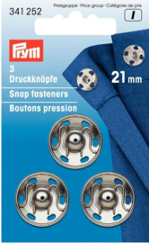 Prym 341252 Drukkers zilver 21 mm. (krt)