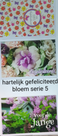 3 stuks  wenskaart hartelijk gefeliciteerd bloem met envelop keuze uit 10 series klik hier voor de andere series