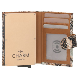 Charm pasjeshouder  17999 taupe grey slangenprint