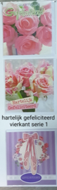 3 stuks wenskaart vierkant hartelijk gefeliciteerd bloem met envelop keuze uit 10 series klik hier voor de andere series