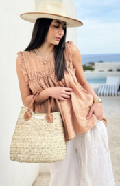 BYPIAS , BOHEMIANA LINNEN TOP CHANTEL POWDER