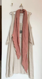BYPIAS,  BOHEMIANA CROCHET MESH SCARF BLUSH