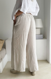BYPIAS , BOHEMIANA  LINNEN BROEK ROMANA SAND