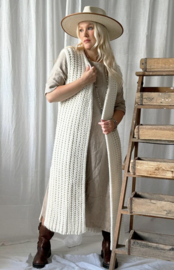 BYPIAS , BOHEMIANA  AURELLE VEST, OFF WHITE