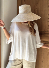 BYPIAS , BOHEMIANA  LINNEN T-SHIRT WHITE