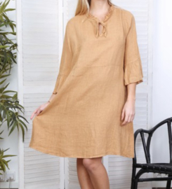 Short Dress Linen Belinda Camel
