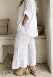 BYPIAS, BOHEMIANA , HAVANA LINEN PANTS, WHITE