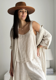 BYPIAS , BOHEMIANA  LINNEN TOP KARLIE SAND