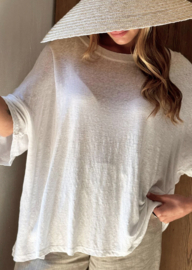 BYPIAS , BOHEMIANA  LINNEN T-SHIRT WHITE