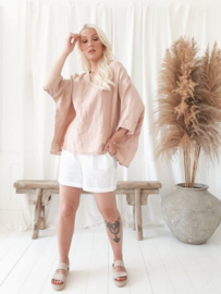 BYPIAS BOHEMIANA RELAX LINEN SHIRT, POWDER PINK