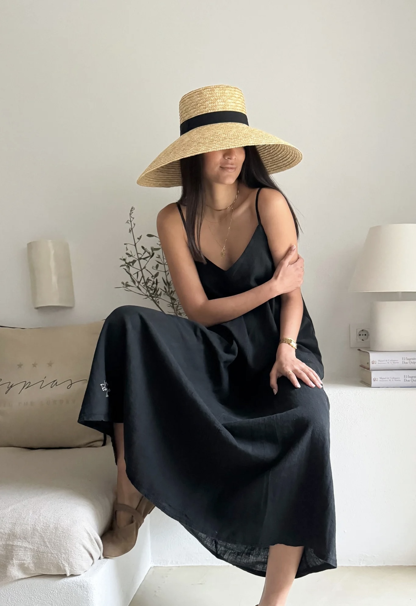 BYPIAS, BOHEMIANA  SUNNY ESCAPE LINNEN DRESS BLACK