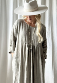 BYPIAS CAMILIA LINNEN JURK TAUPE