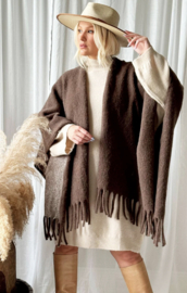 BYPIAS , BOHEMIANA  WARM UP PONCHO TAUPE