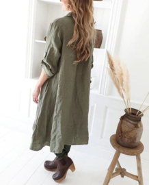 BYPIAS BOHEMIANA FOOL FOR LOVE LINEN TUNIC, OLIVE