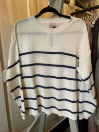 Meme Road MRK 518 Stripe Sweater Navy/Creme