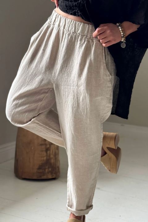 BYPIAS BOHEMIANA LINNEN JOGGER SAND