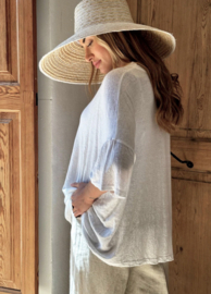BYPIAS , BOHEMIANA  LINNEN T-SHIRT WHITE
