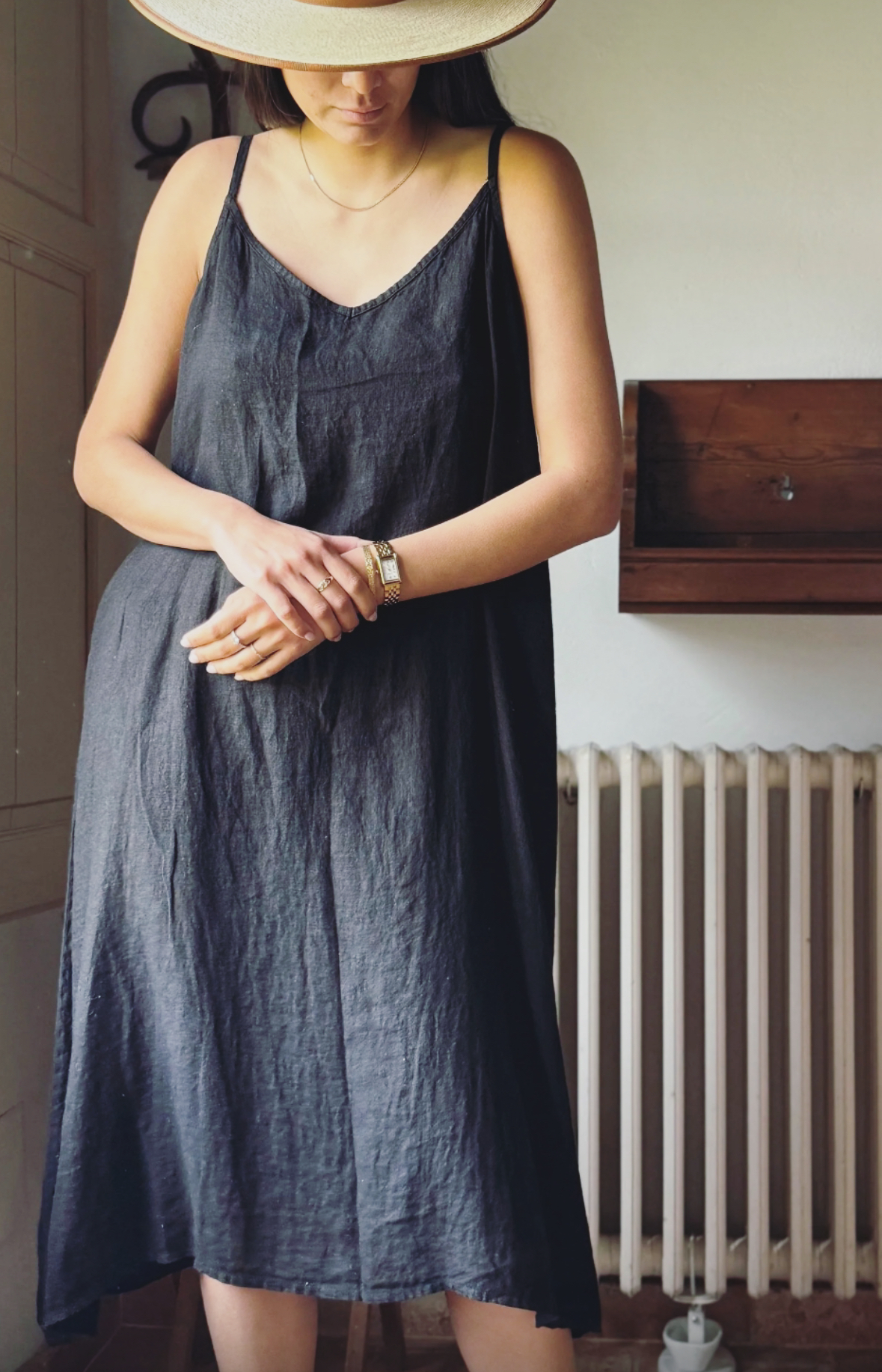 BYPIAS,  BOHEMIANA JAMIE LINNEN DRESS NAVY