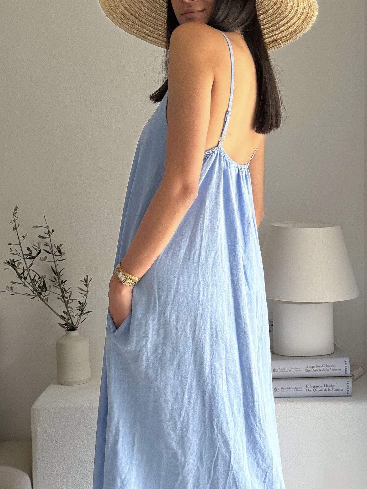 BYPIAS, BOHEMIANA  SUNNY ESCAPE LINNEN DRESS HEAVENLY BLUE