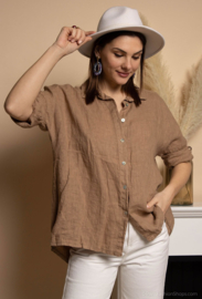 Blouse linnen Lieve Camel