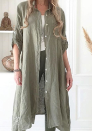 BYPIAS BOHEMIANA FOOL FOR LOVE LINEN TUNIC, OLIVE