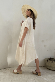 BOHIEMIANA. GARDEN LINNEN PARTY DRESS SAND