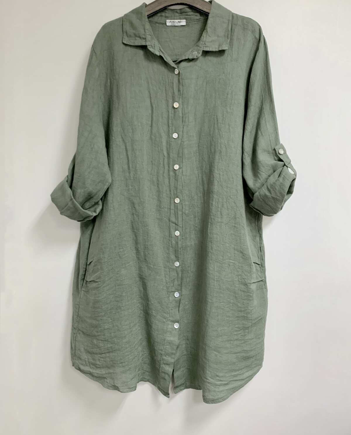 Linnen blouse/jurk Vadella kaki