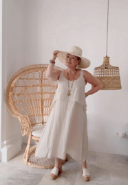 BOHIEMIANA. AMANDINE LINNEN DRESS SAND