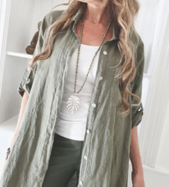 BYPIAS BOHEMIANA FOOL FOR LOVE LINEN TUNIC, OLIVE