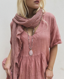 BYPIAS,  BOHEMIANA CROCHET MESH SCARF BLUSH