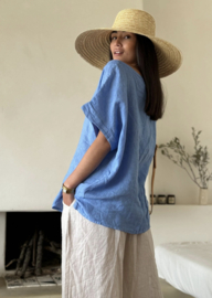 BYPIAS, BOHEMIANA  DALTON LINNEN BLOUSE HEAVENLY BLUE